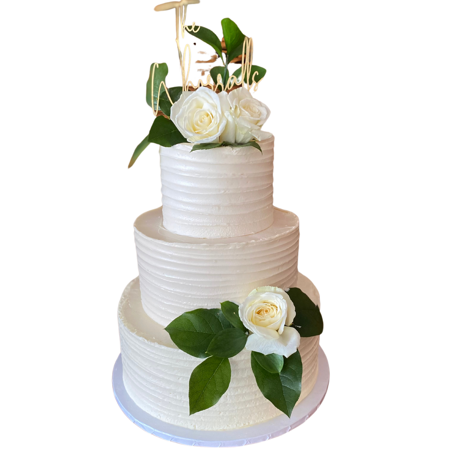 3 Tier Ivory Fake Cake with Ivory Flowers