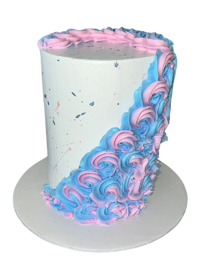 Pink and Blue Rosette Fake Cake