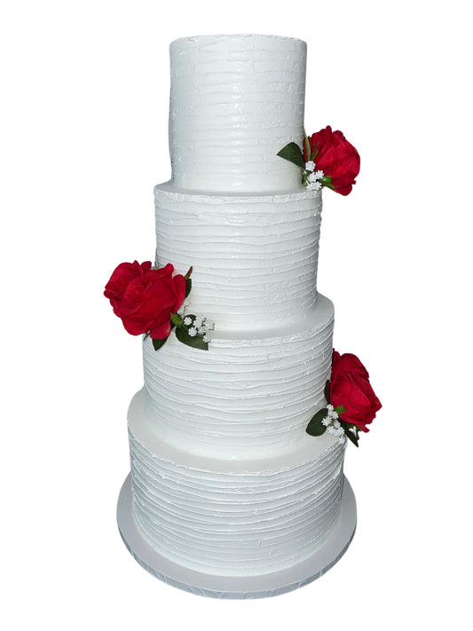 4 Tier Red Roses Fake Cake