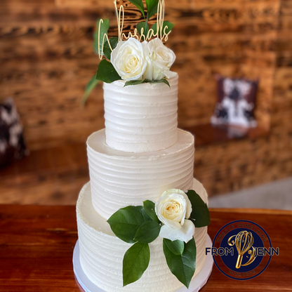 3 Tier Ivory Fake Cake with Ivory Flowers