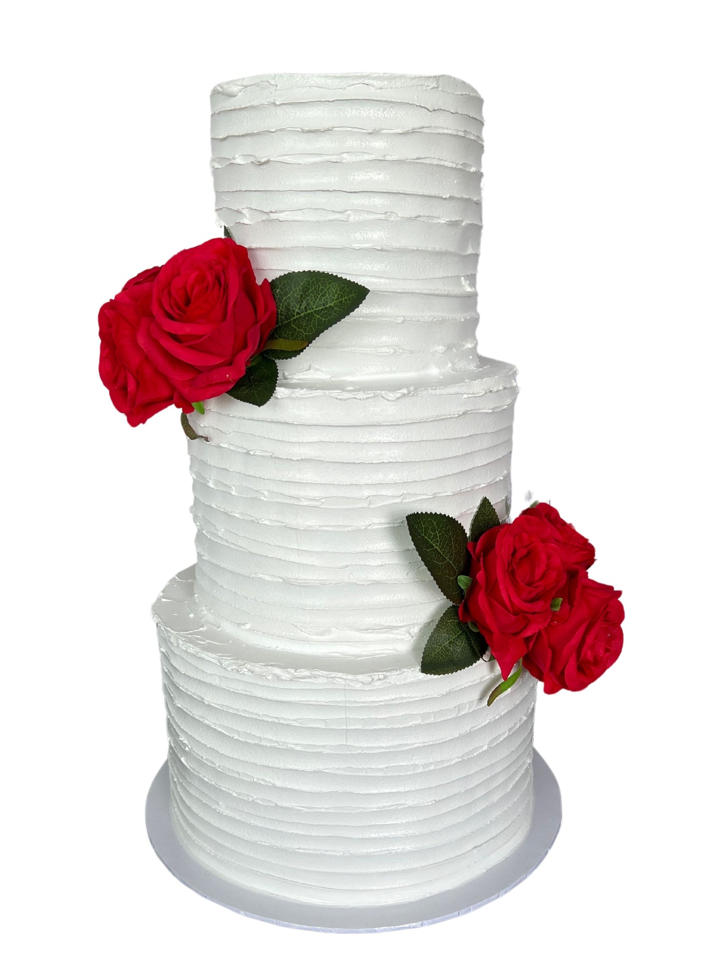 3 Tier White Fake Cake with Red Roses